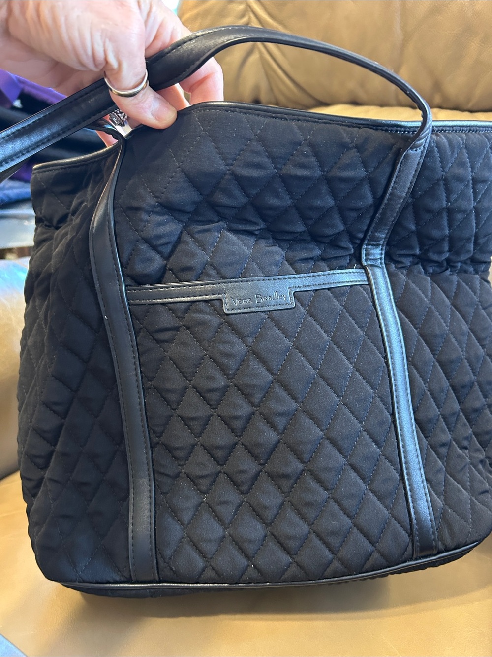 Vera Bradley Black Quilted Shoulder Tote